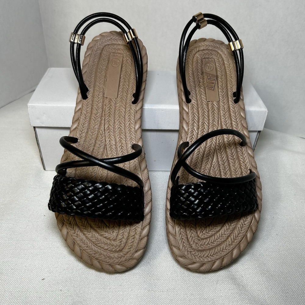 Black Strap Sandals Sz 9/40‎ Comfy Flat New